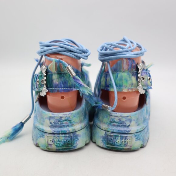 UGG X Collina Straga Goldenglow Platform Women's 8 Blue Floral Gladiator Sandals - Picture 6 of 12